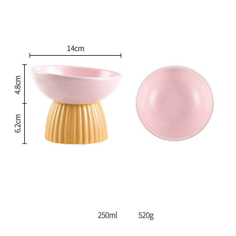 KFX-5718333 Ceramic Pet Bowl Collection with Vertical Pattern Design in Multiple Shapes and Colors
