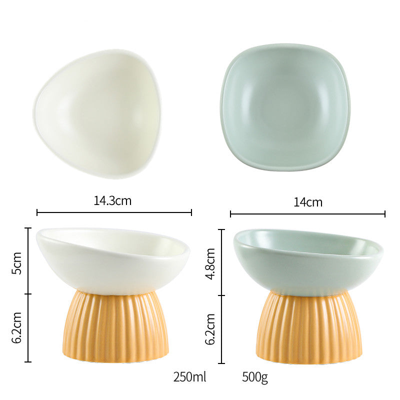 KFX-5718333 Ceramic Pet Bowl Collection with Vertical Pattern Design in Multiple Shapes and Colors