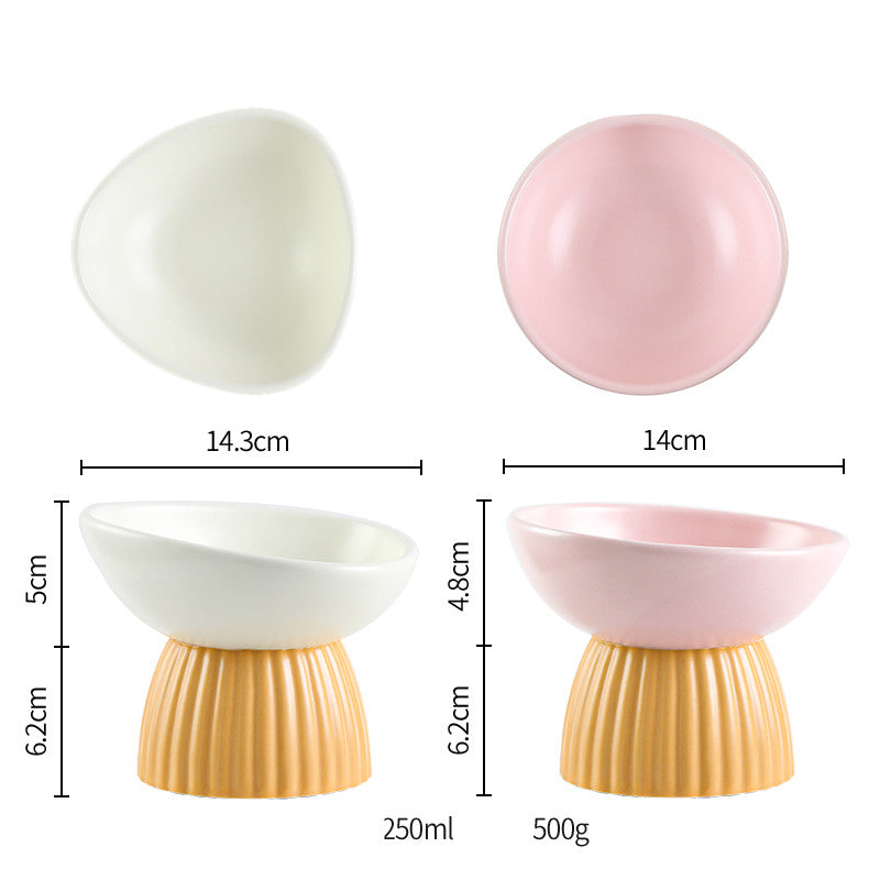 KFX-5718333 Ceramic Pet Bowl Collection with Vertical Pattern Design in Multiple Shapes and Colors