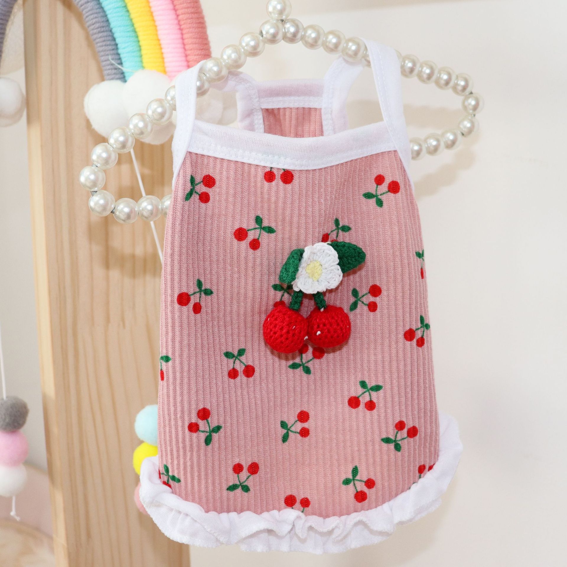 KFX-5718717 Casual Cat and Small Dog Vest Skirt Outfit for Spring and Summer - Available in Red and Pink