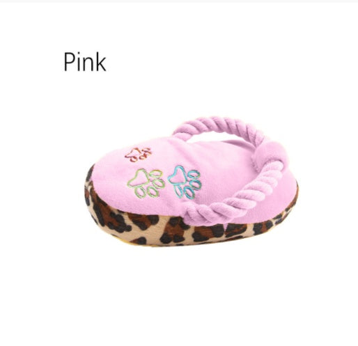 KFX-5718973 Plush Dog Slippers Toy – Sounding Pet Plaything in Blue, Pink, and Yellow