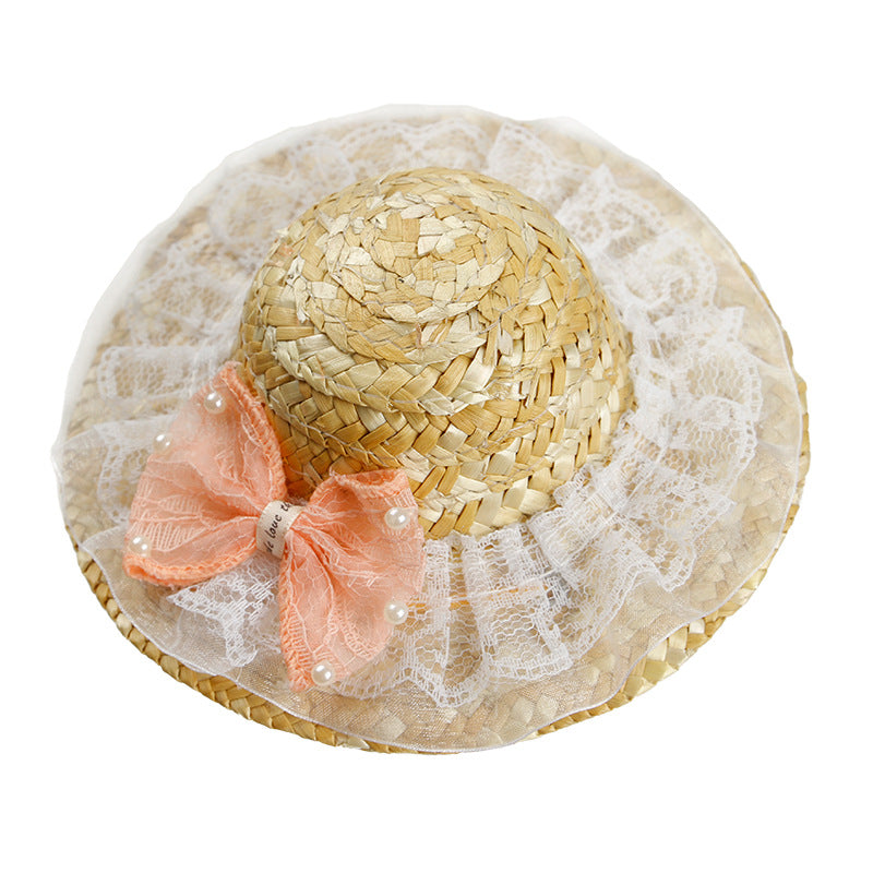 KFX-5722301 Stylish Straw Hat for Pet Shade - Perfect for Cats and Dogs