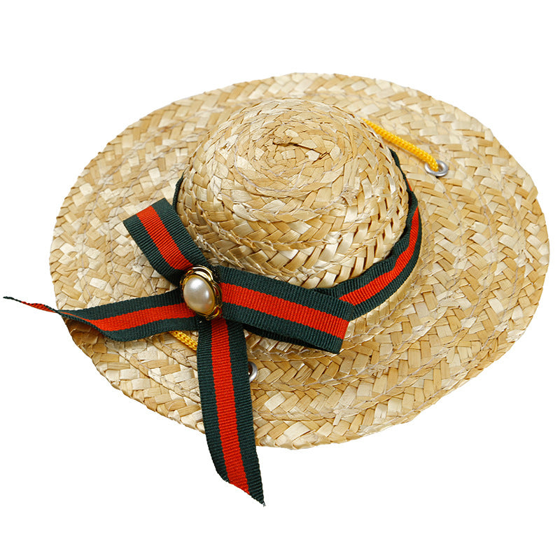 KFX-5722301 Stylish Straw Hat for Pet Shade - Perfect for Cats and Dogs