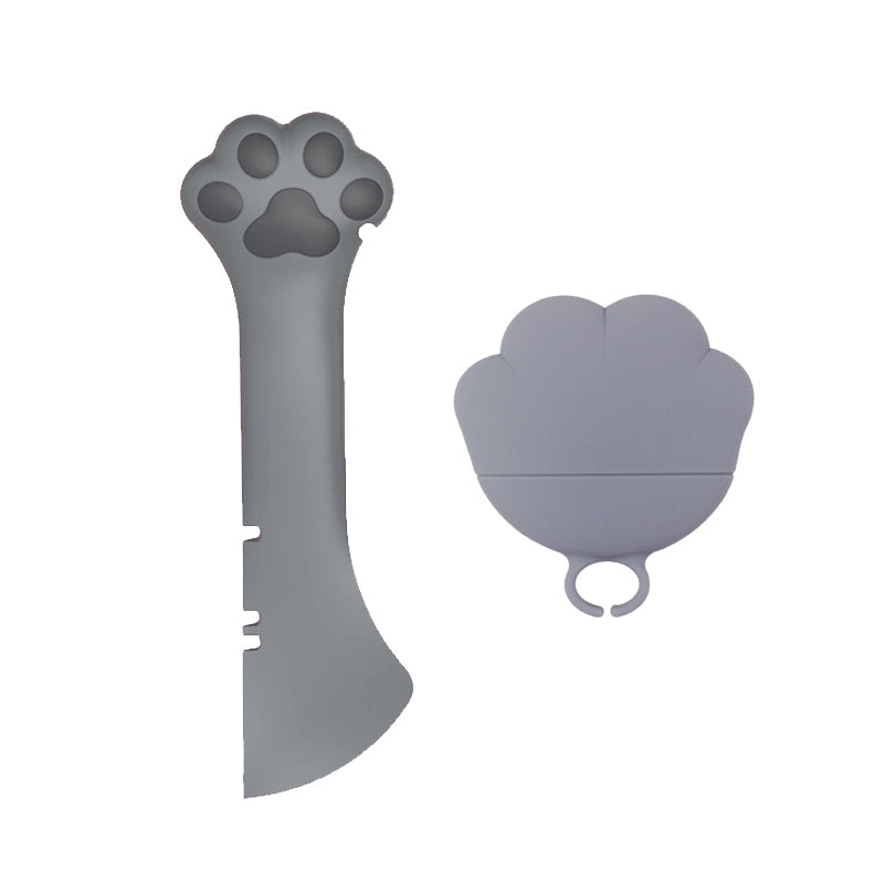 KFX-5727165 Multifunctional Pet Food Spoon and Can Opener for Cats and Dogs, Silicone Scoop and Lid Set
