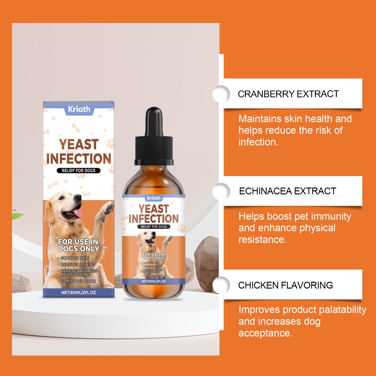 KFX-5729725 Immune Support Herbal Drops for Dogs with Cranberry, Echinacea, and Chicken Essence