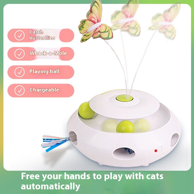 KFX-5730493 Automatic Electric Cat Toy with Rechargeable Function and Interchangeable Heads, Perfect for Pet Playtime