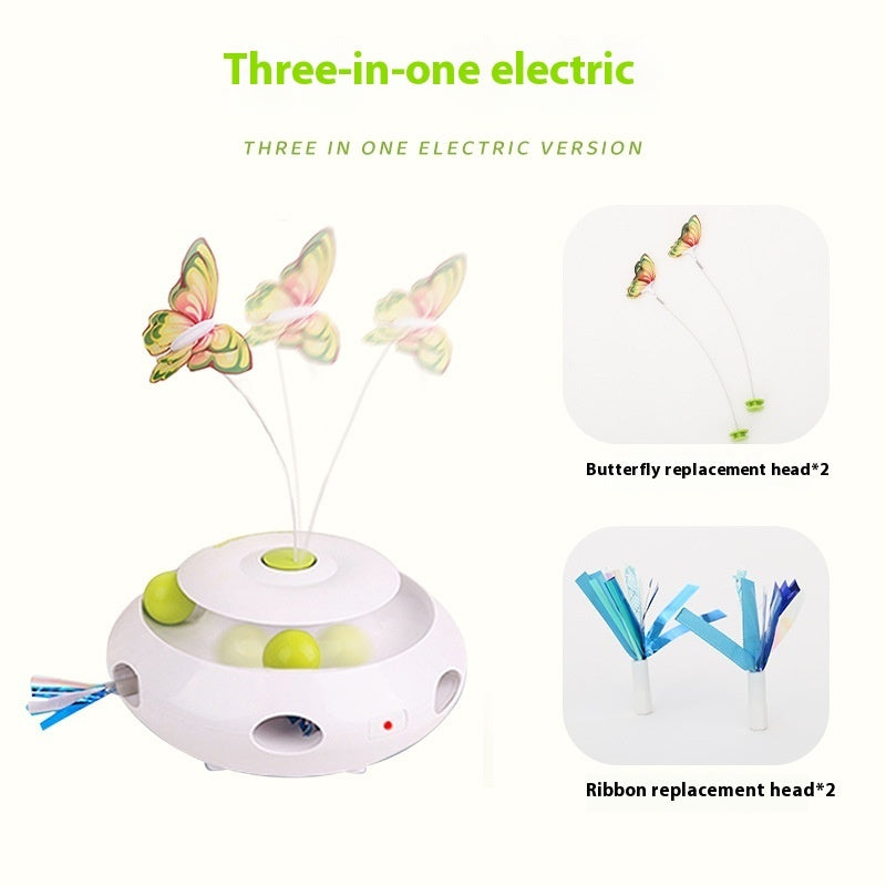KFX-5730493 Automatic Electric Cat Toy with Rechargeable Function and Interchangeable Heads, Perfect for Pet Playtime