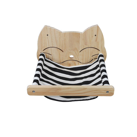 KFX-5731261 Pine Wood Cat Climbing Frame with Hammock and Staircase - Multi-Level Cat Wall Toy