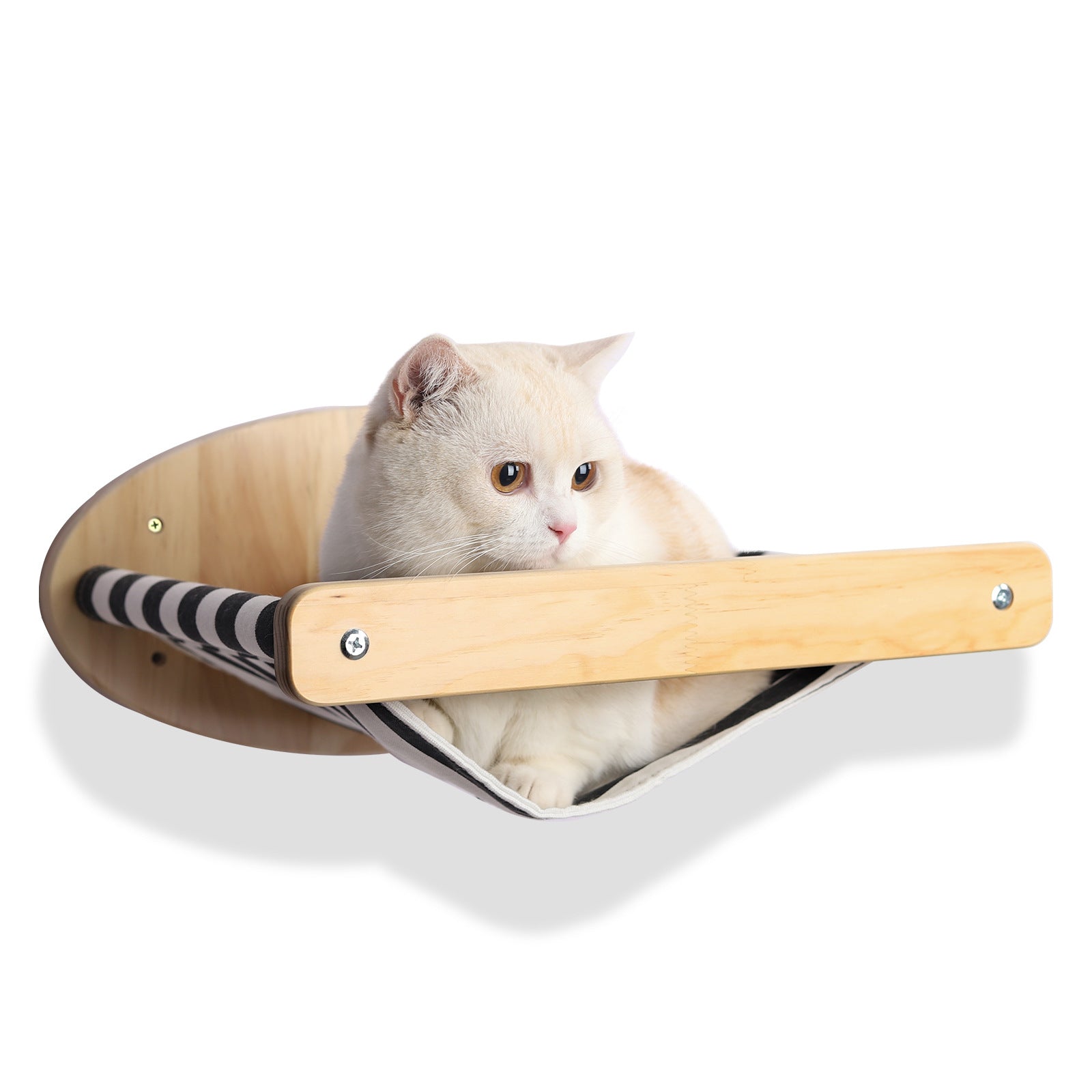 KFX-5731261 Pine Wood Cat Climbing Frame with Hammock and Staircase - Multi-Level Cat Wall Toy