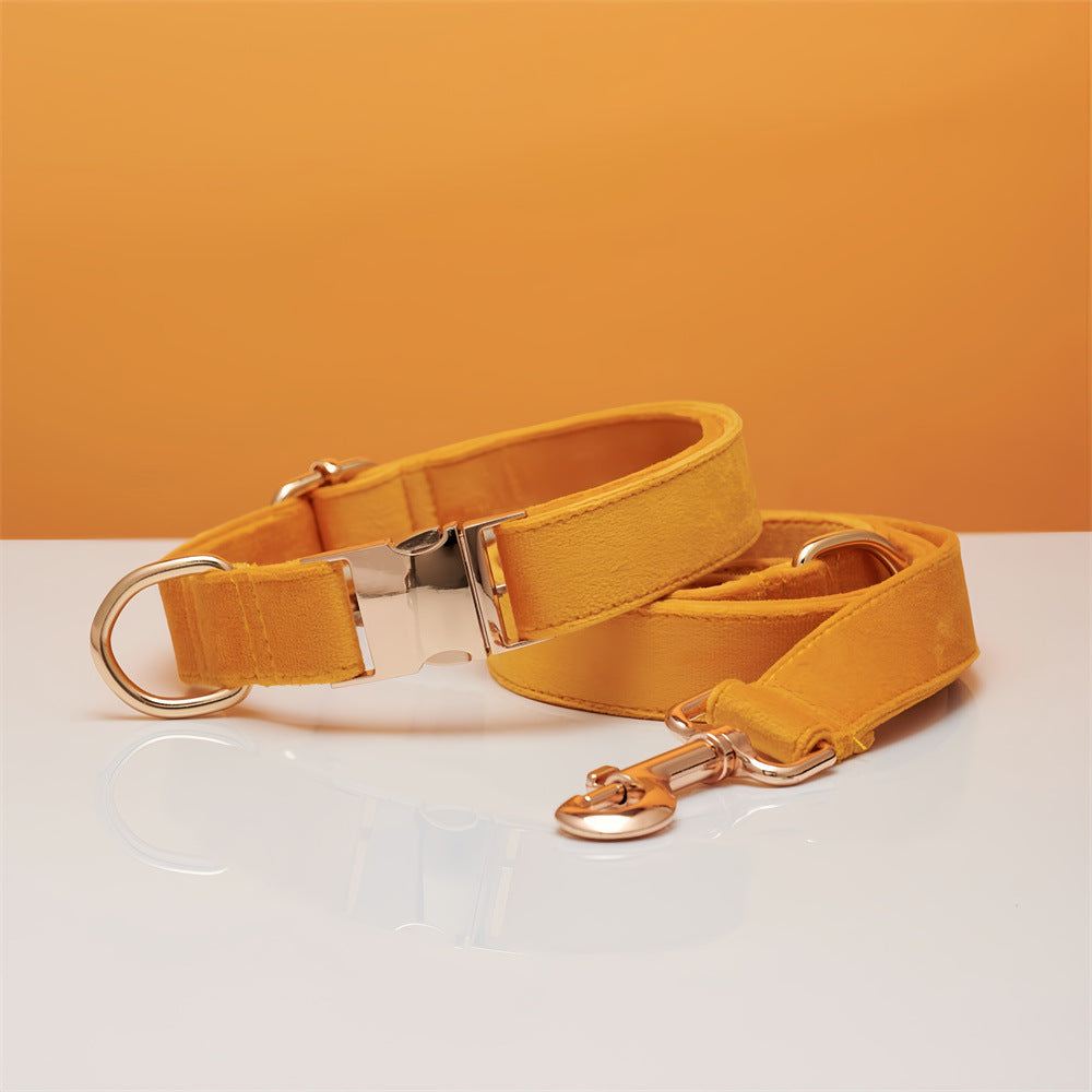 KFX-5731645 Striped Dog Collar with Leash - Available in Coral Orange, Light Water Green, Corn Yellow, Apple Green