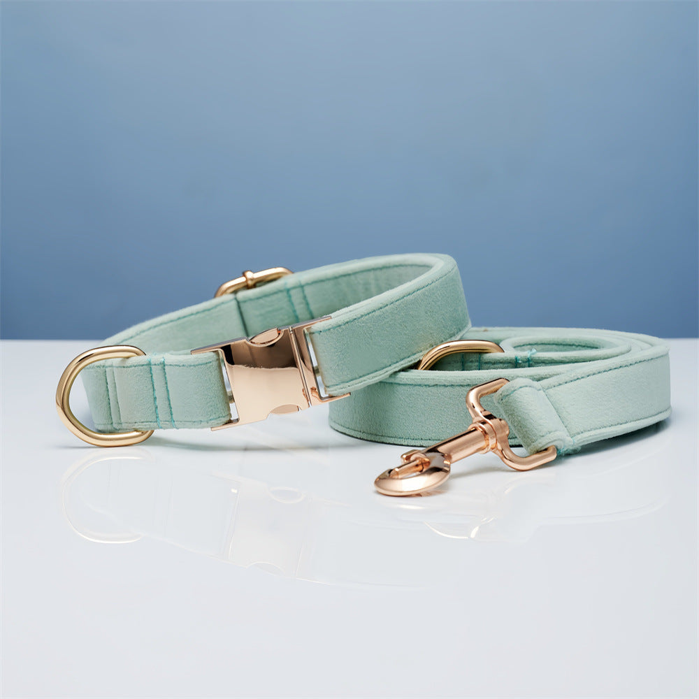 KFX-5731645 Striped Dog Collar with Leash - Available in Coral Orange, Light Water Green, Corn Yellow, Apple Green
