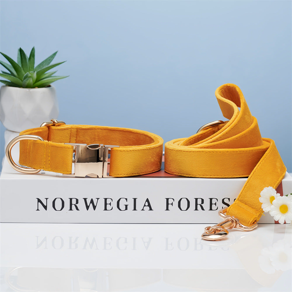 KFX-5731645 Striped Dog Collar with Leash - Available in Coral Orange, Light Water Green, Corn Yellow, Apple Green