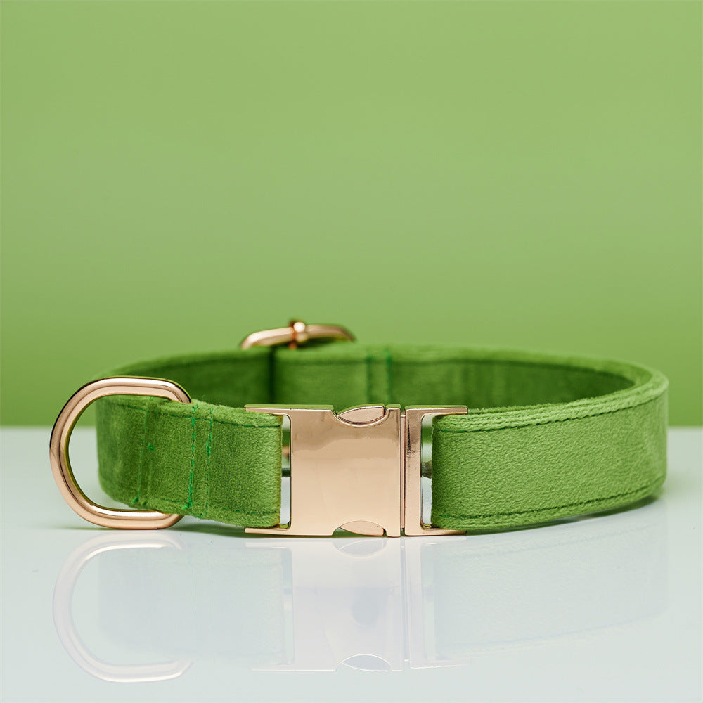 KFX-5731645 Striped Dog Collar with Leash - Available in Coral Orange, Light Water Green, Corn Yellow, Apple Green