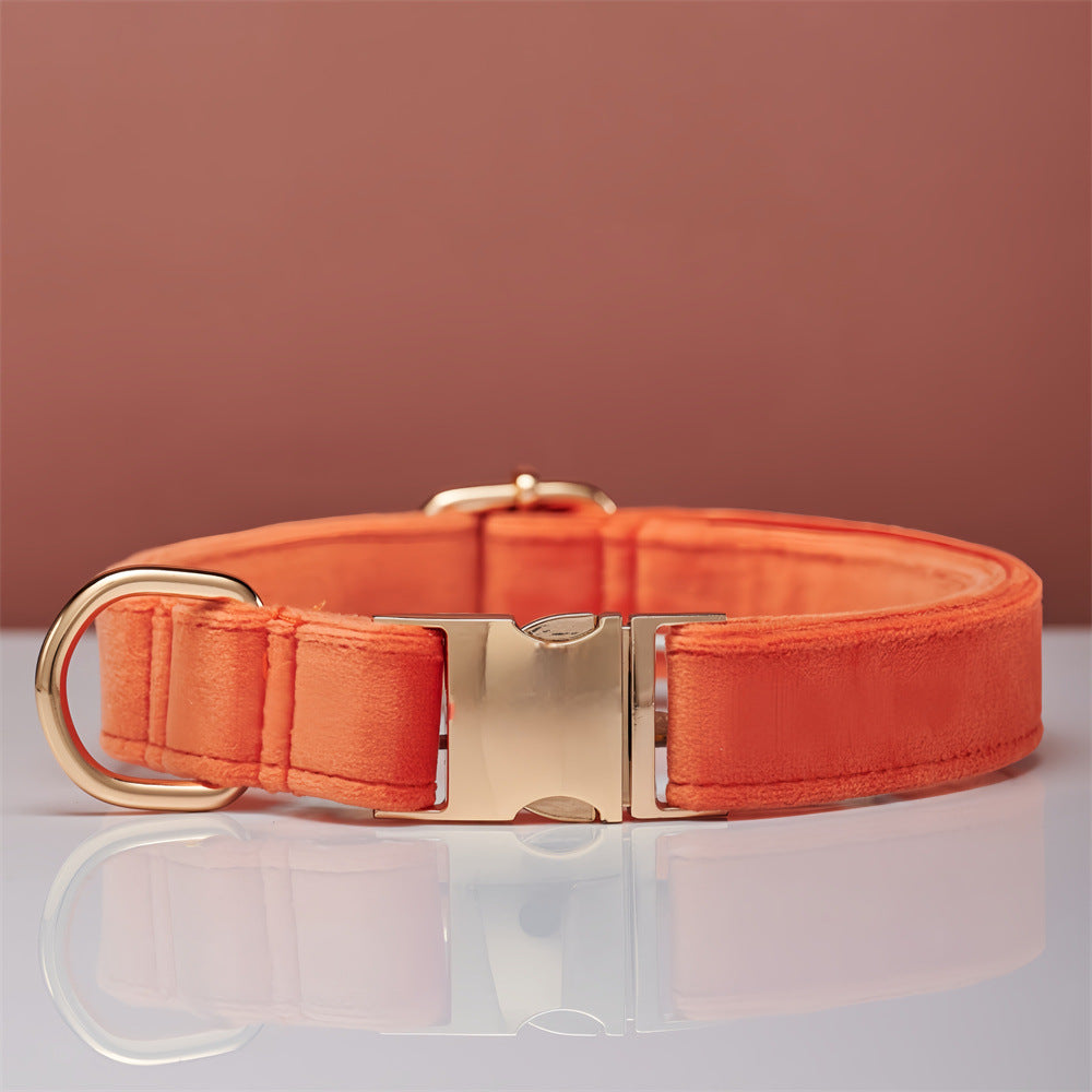 KFX-5731645 Striped Dog Collar with Leash - Available in Coral Orange, Light Water Green, Corn Yellow, Apple Green
