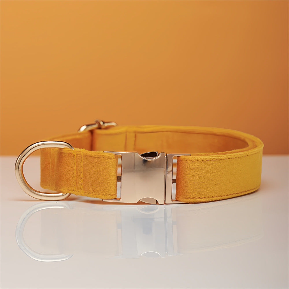 KFX-5731645 Striped Dog Collar with Leash - Available in Coral Orange, Light Water Green, Corn Yellow, Apple Green
