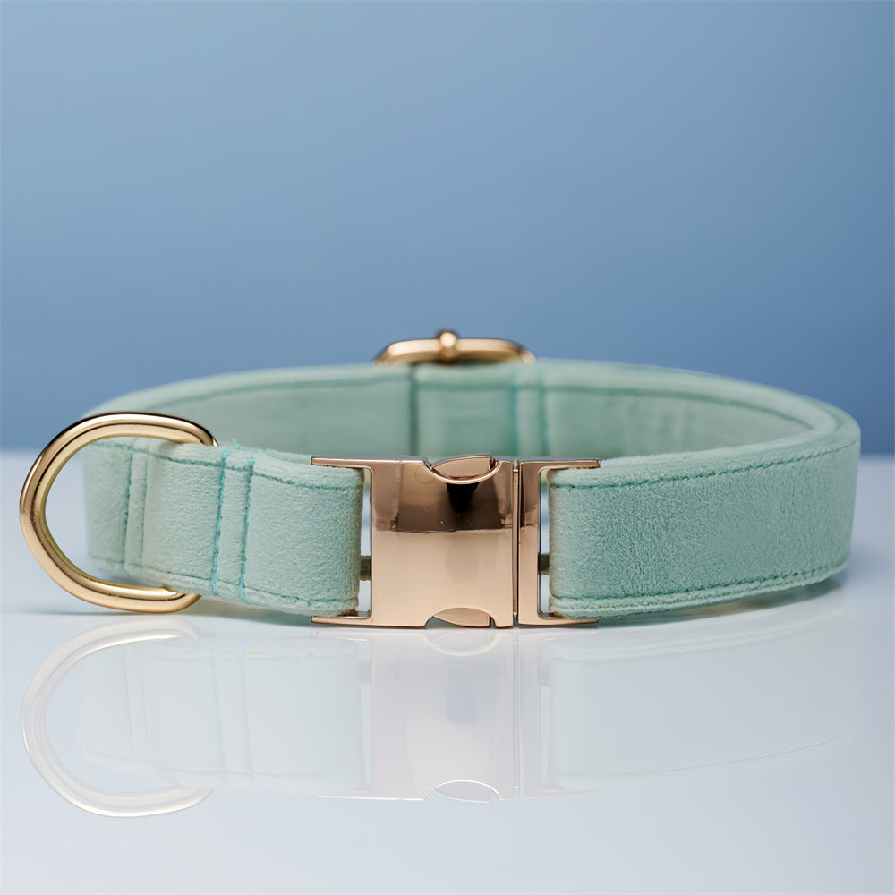 KFX-5731645 Striped Dog Collar with Leash - Available in Coral Orange, Light Water Green, Corn Yellow, Apple Green