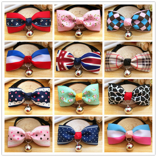 KFX-5731901 Pet Bow Tie Collar for Dogs and Cats - Adjustable Polyester - XS to S Sizes Available