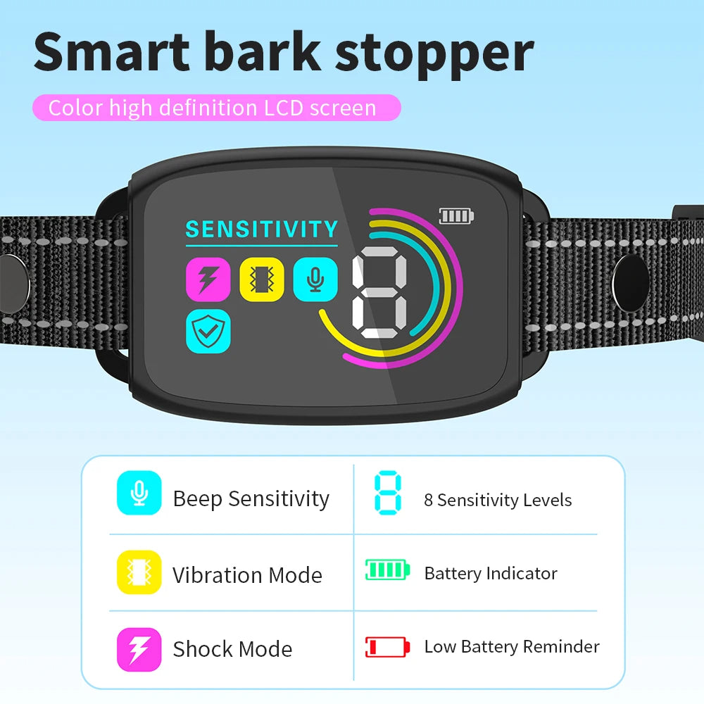 KFX-5732925 Rechargeable Smart Anti-Barking Dog Collar with Waterproof Design and Adjustable Sensitivity for Training