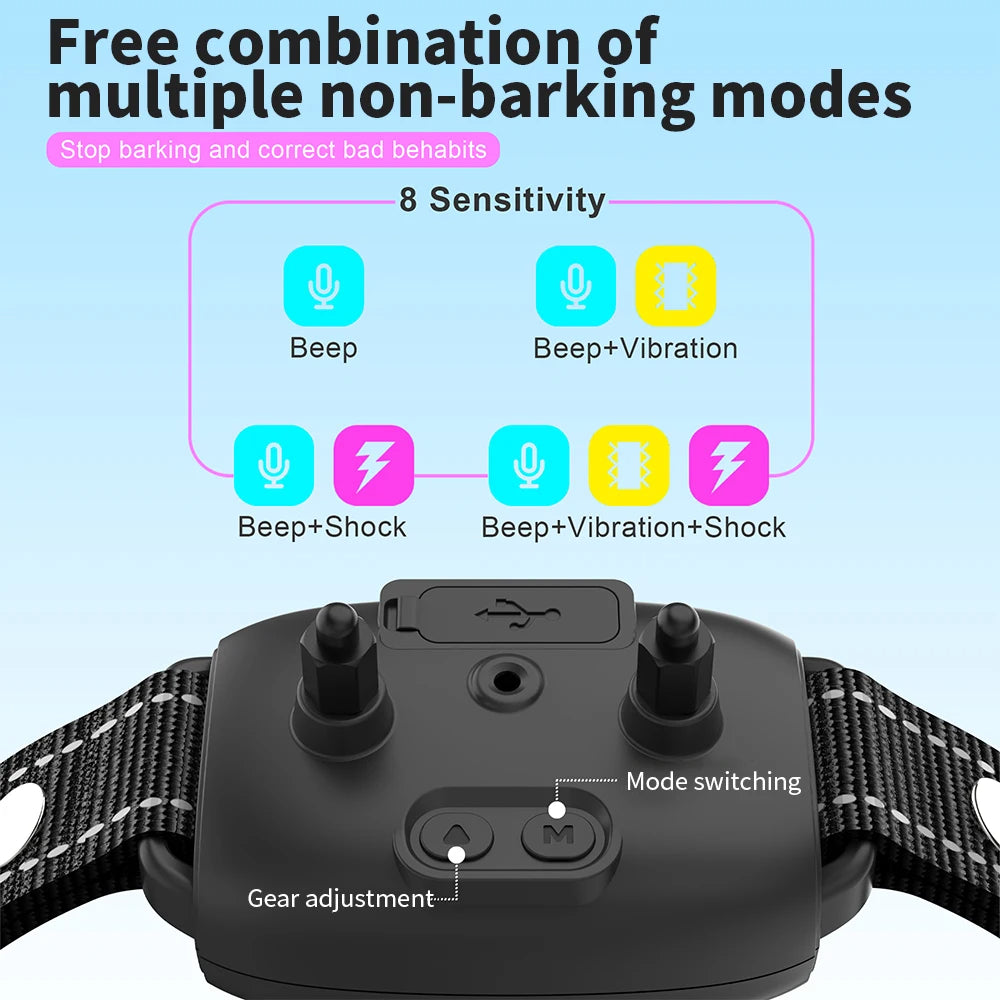 KFX-5732925 Rechargeable Smart Anti-Barking Dog Collar with Waterproof Design and Adjustable Sensitivity for Training