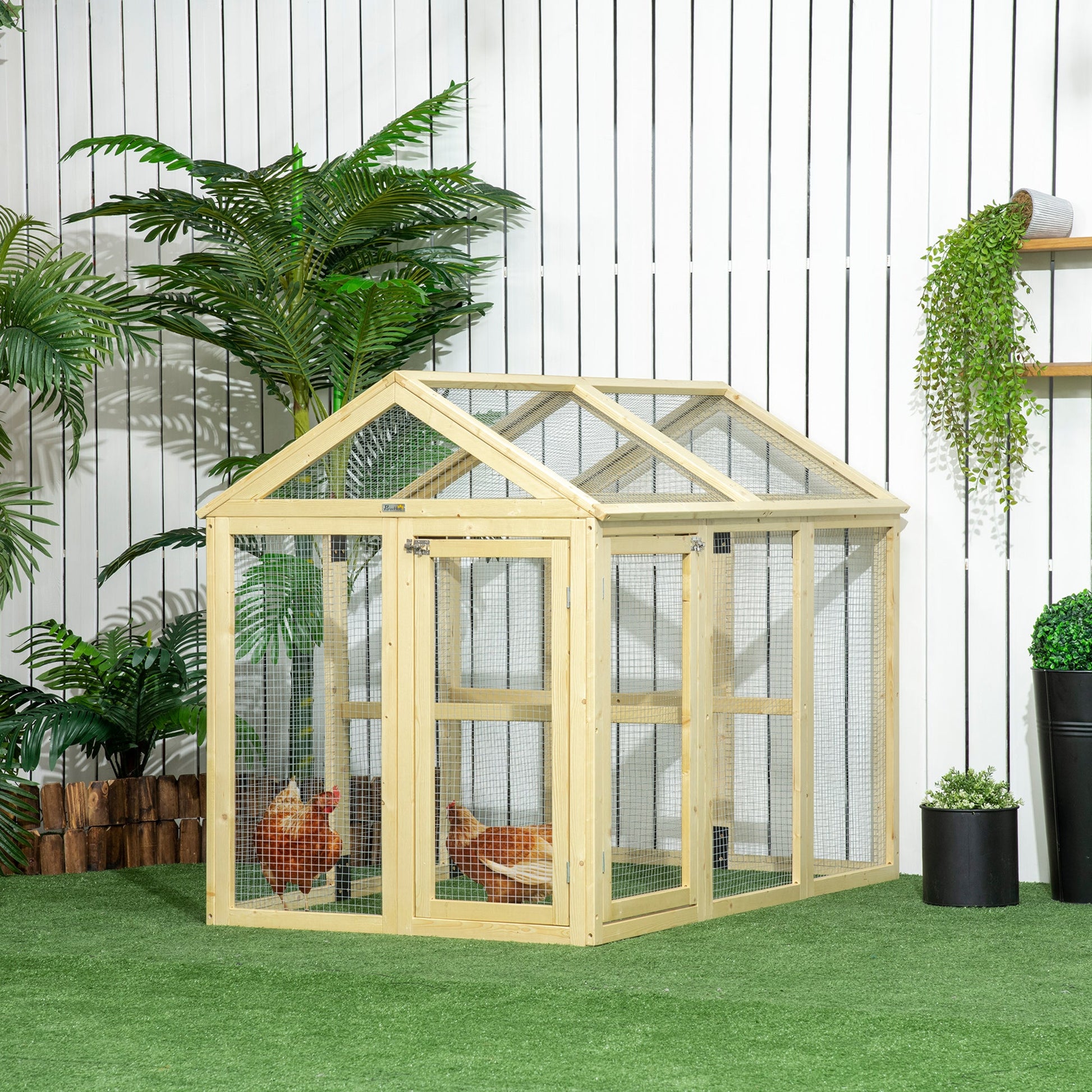 KFX-5733309 55" Expandable Chicken Coop Add-on with Fir Wood Frame and Airflow Mesh Design