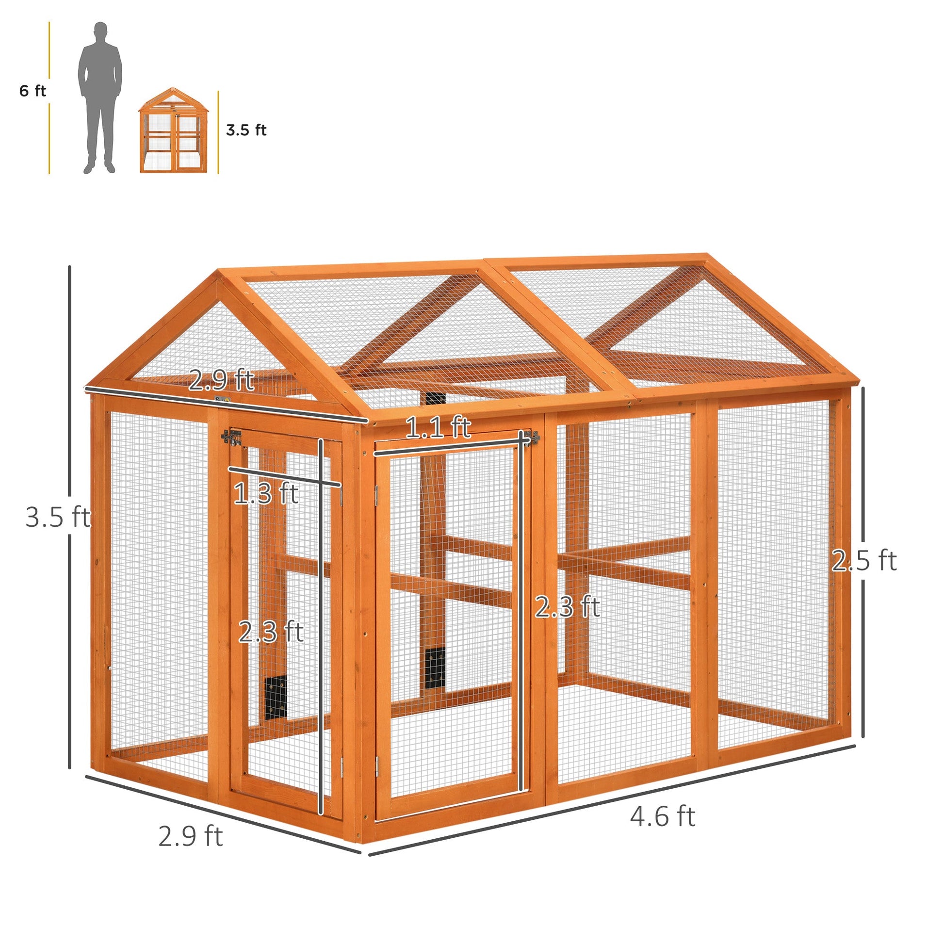 KFX-5733309 55" Expandable Chicken Coop Add-on with Fir Wood Frame and Airflow Mesh Design