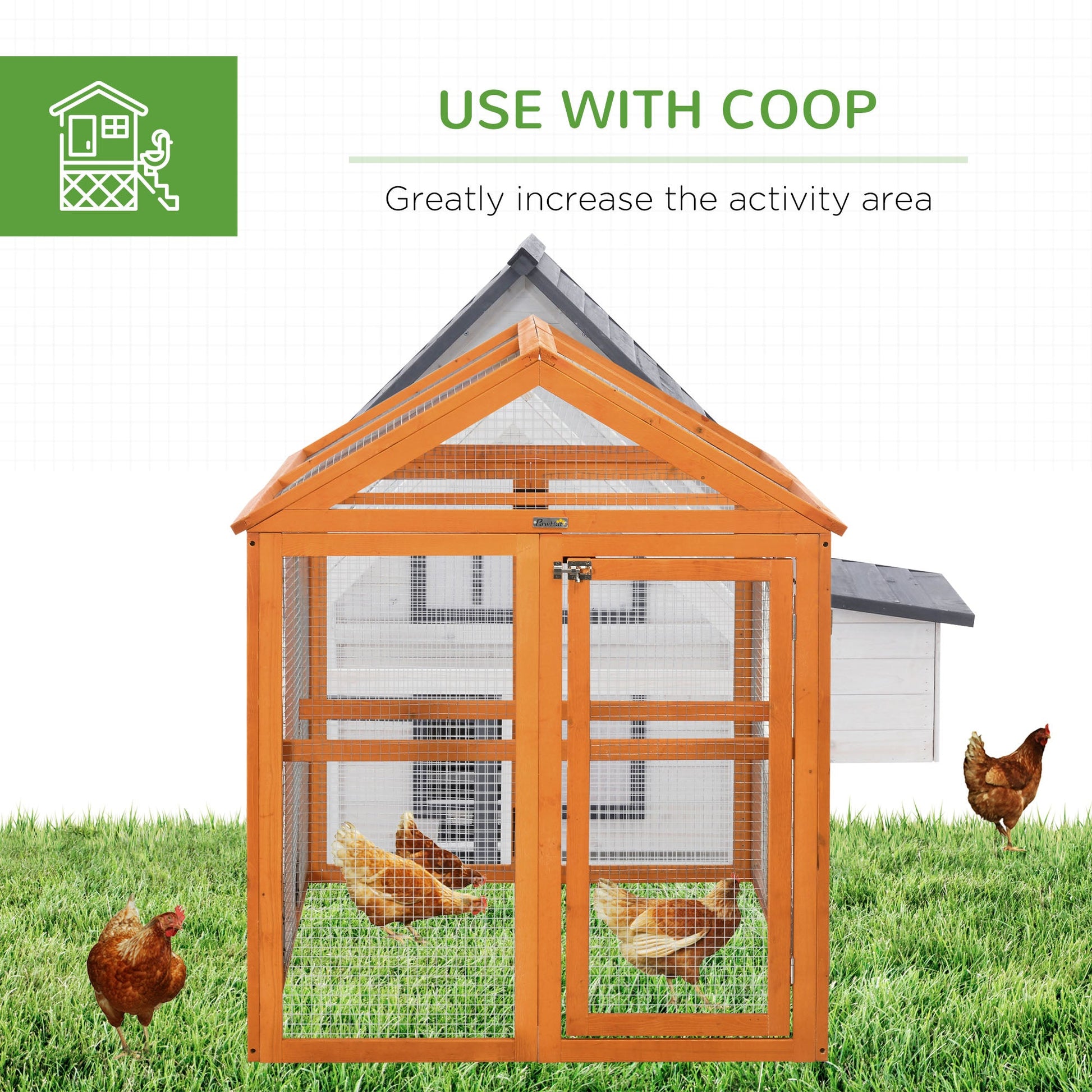 KFX-5733309 55" Expandable Chicken Coop Add-on with Fir Wood Frame and Airflow Mesh Design