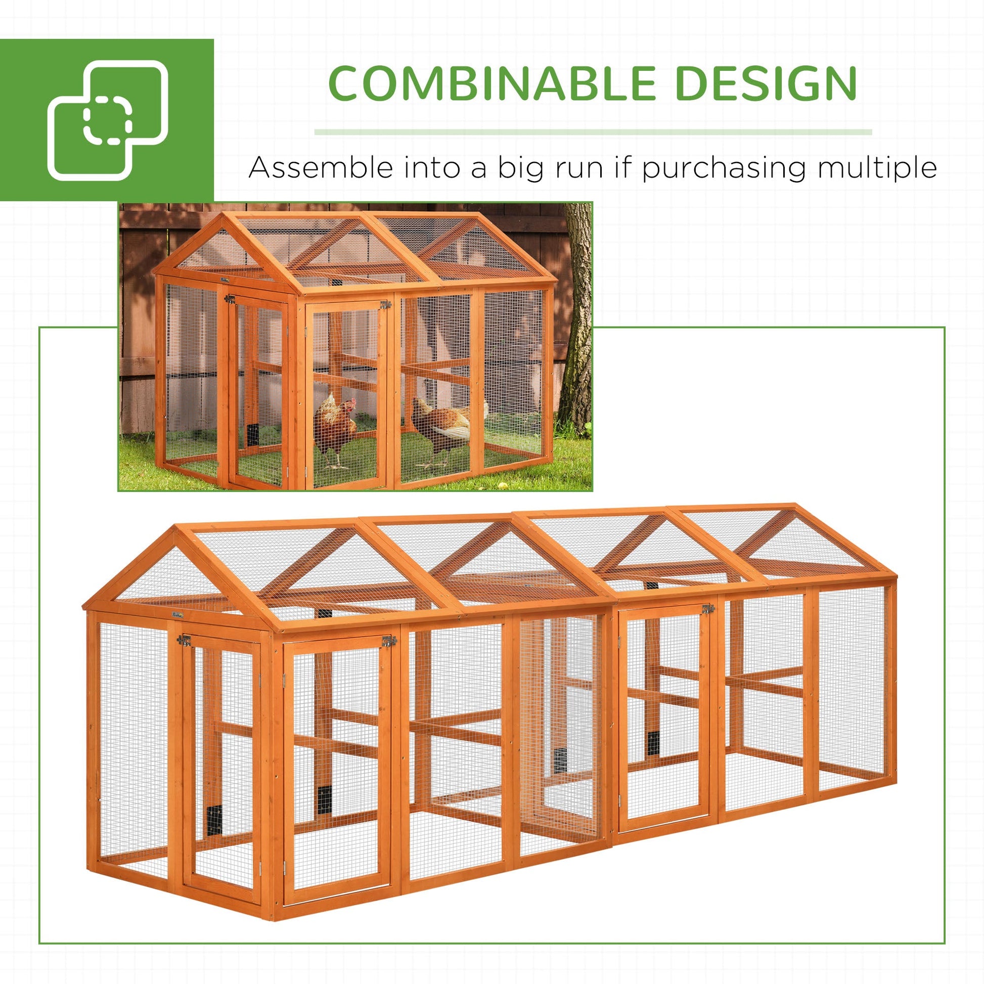 KFX-5733309 55" Expandable Chicken Coop Add-on with Fir Wood Frame and Airflow Mesh Design
