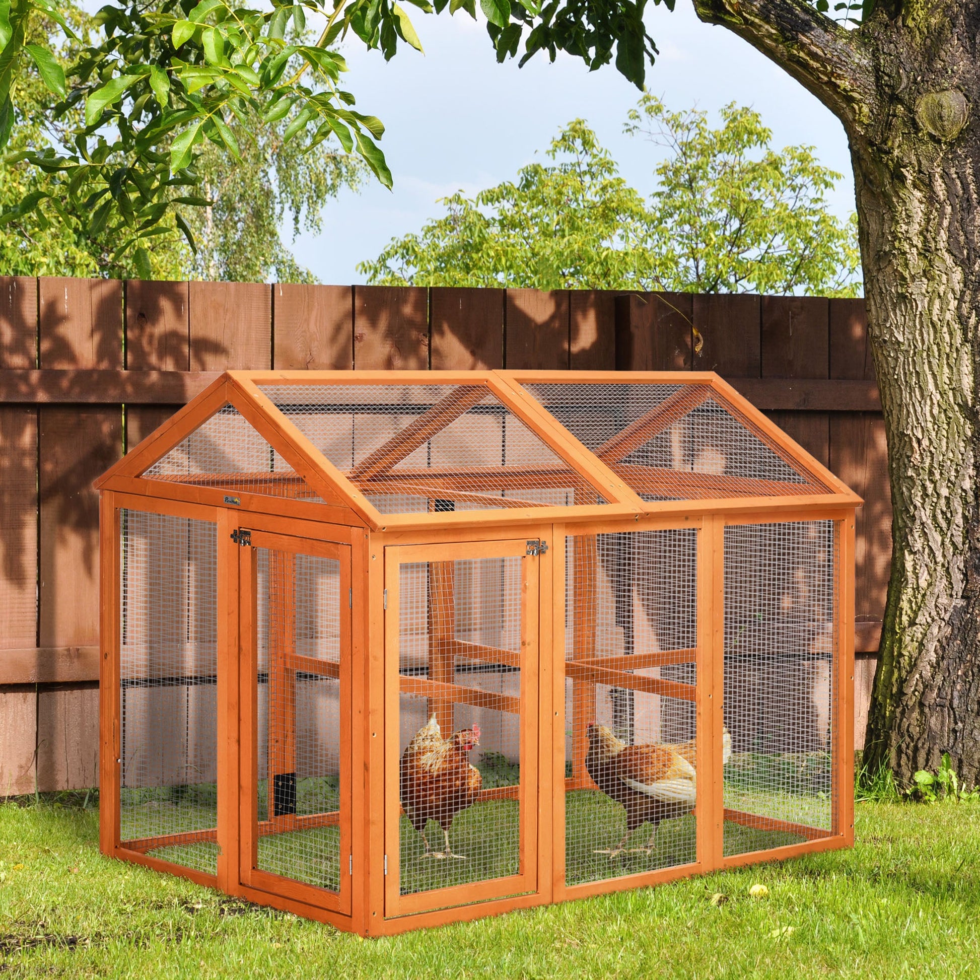 KFX-5733309 55" Expandable Chicken Coop Add-on with Fir Wood Frame and Airflow Mesh Design