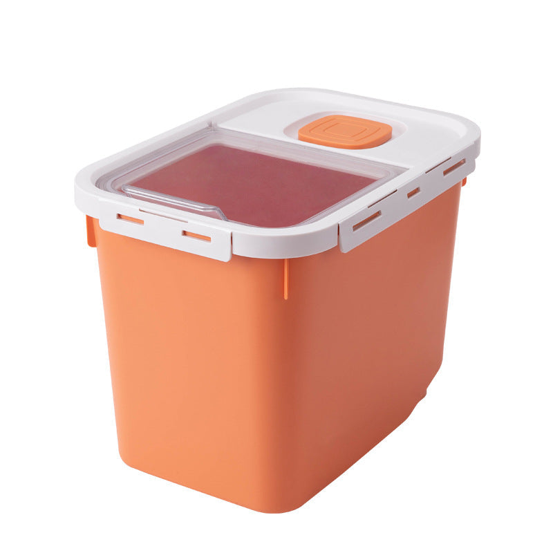 KFX-5735613 Moisture-Proof Pet Food Storage Barrel - 12L Capacity, Green/Orange/White