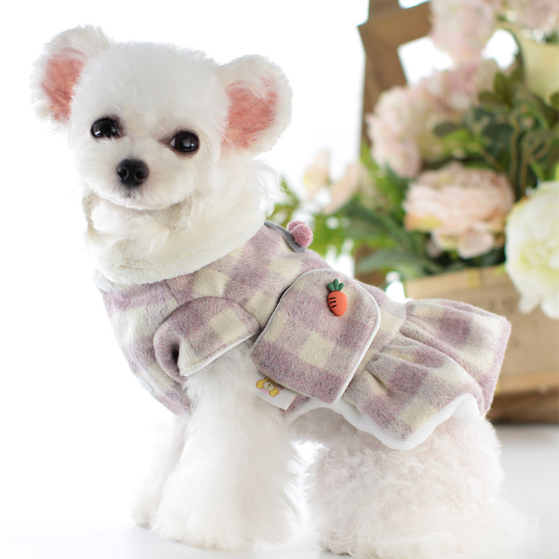KFX-5735997 Plaid Two-Legged Dog Skirt in Purple Powder and Khaki