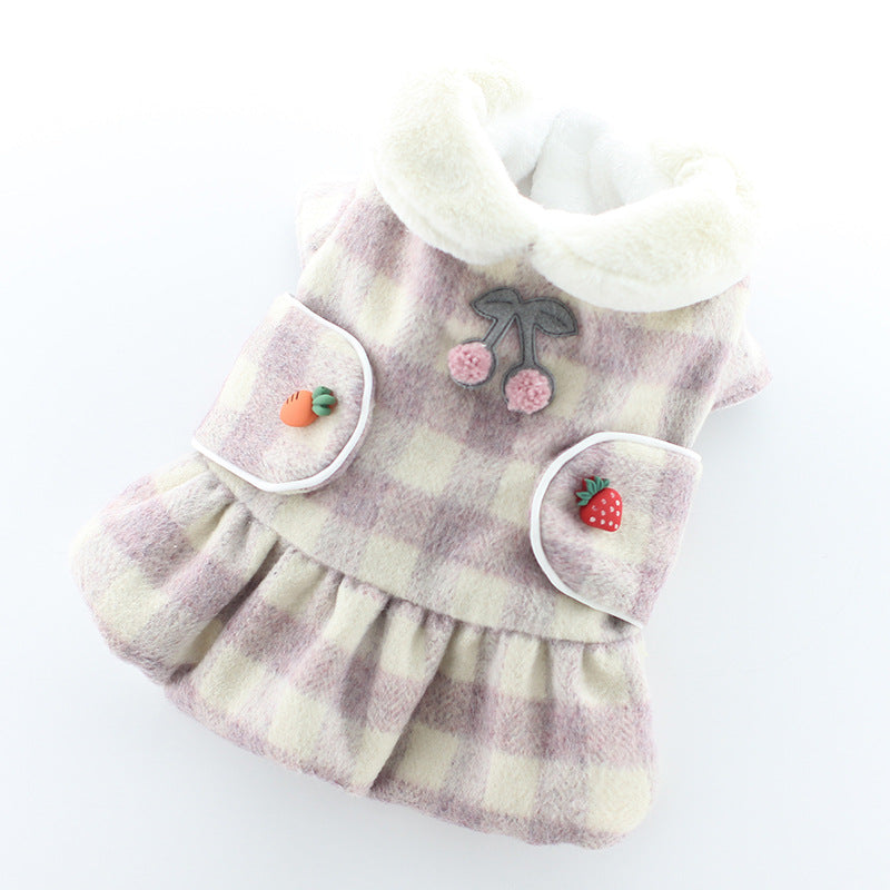 KFX-5735997 Plaid Two-Legged Dog Skirt in Purple Powder and Khaki
