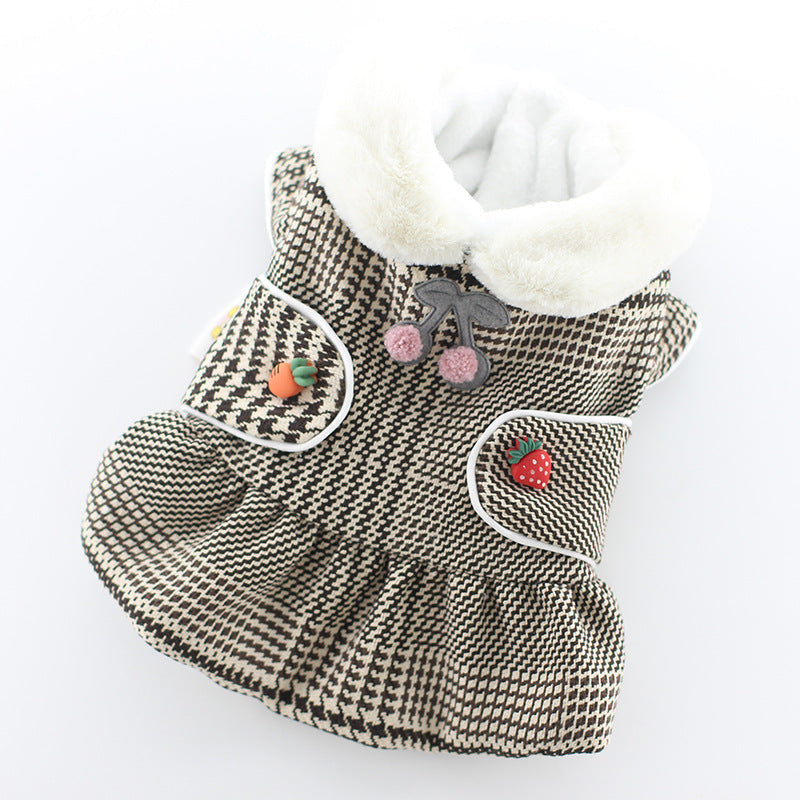 KFX-5735997 Plaid Two-Legged Dog Skirt in Purple Powder and Khaki