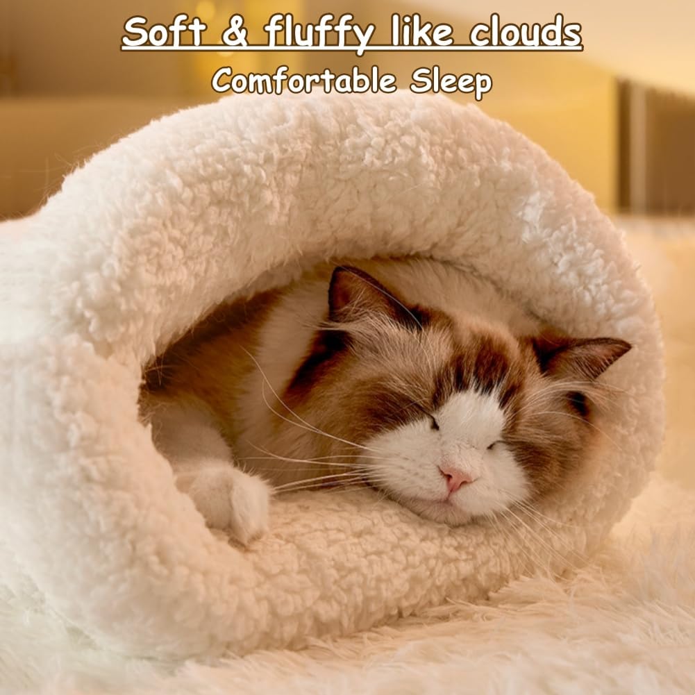 KFX-5736253 Cozy Plush Cat Sleeping Bag - Soft Fluffy Hideaway for Indoor Cats and Kittens