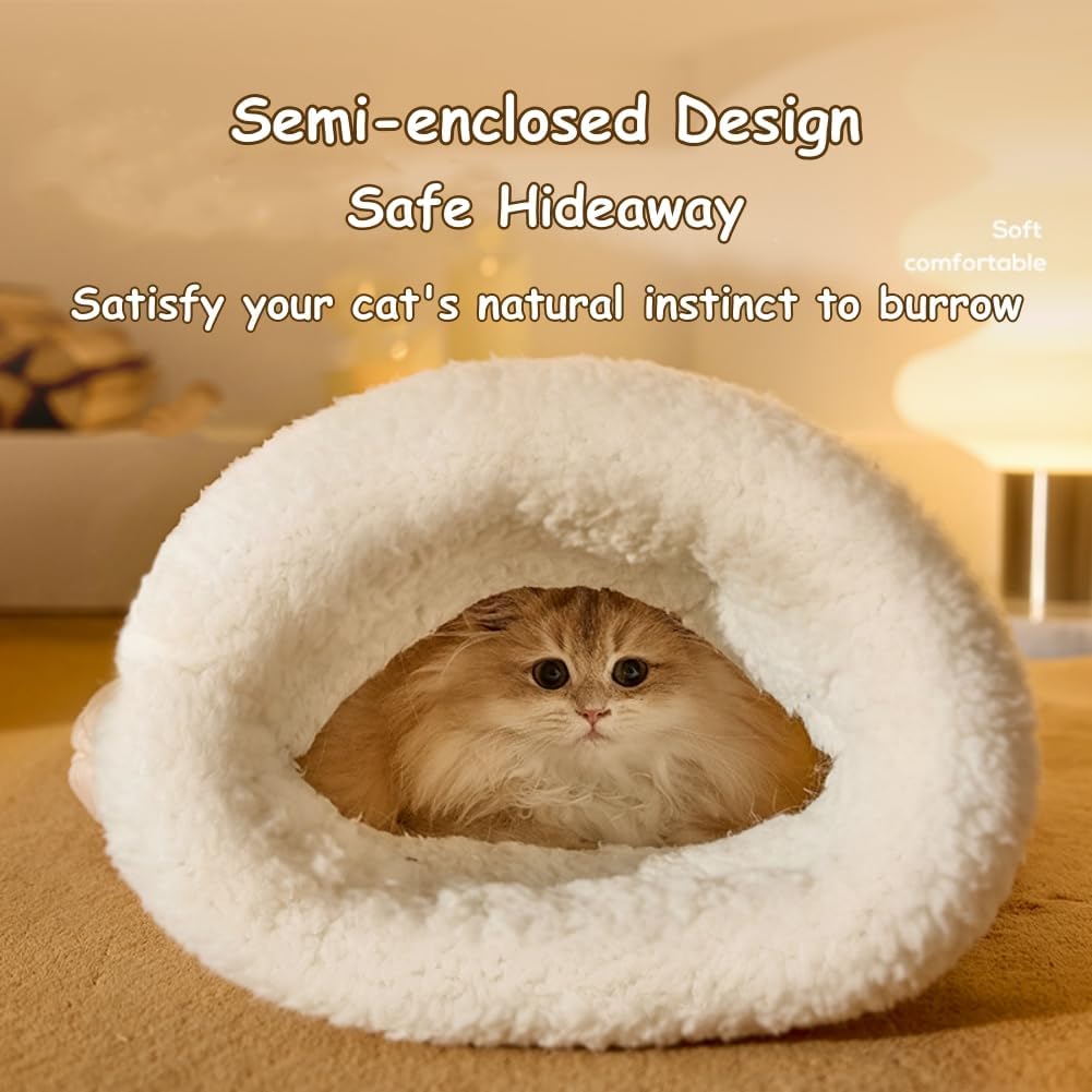 KFX-5736253 Cozy Plush Cat Sleeping Bag - Soft Fluffy Hideaway for Indoor Cats and Kittens