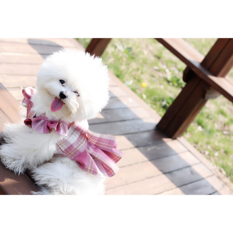 KFX-5737021 Plaid Bow Tie Skirt Dress with Hair Band for Various Sizes