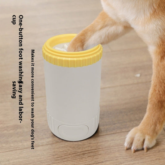KFX-5737277 Automatic Pet Foot Washing Cup for Dogs - Plastic Cleaning Tool in Light Gray, Bright Yellow, and Bass Pink
