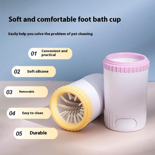 KFX-5737277 Automatic Pet Foot Washing Cup for Dogs - Plastic Cleaning Tool in Light Gray, Bright Yellow, and Bass Pink