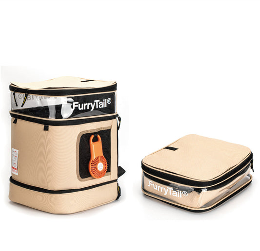KFX-5739069 Large-Capacity Breathable Cat Backpack in Light Gold Khaki, Ideal for Cats and Small Pets