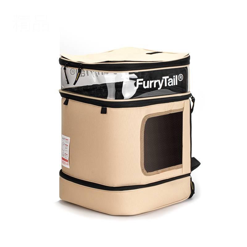 KFX-5739069 Large-Capacity Breathable Cat Backpack in Light Gold Khaki, Ideal for Cats and Small Pets