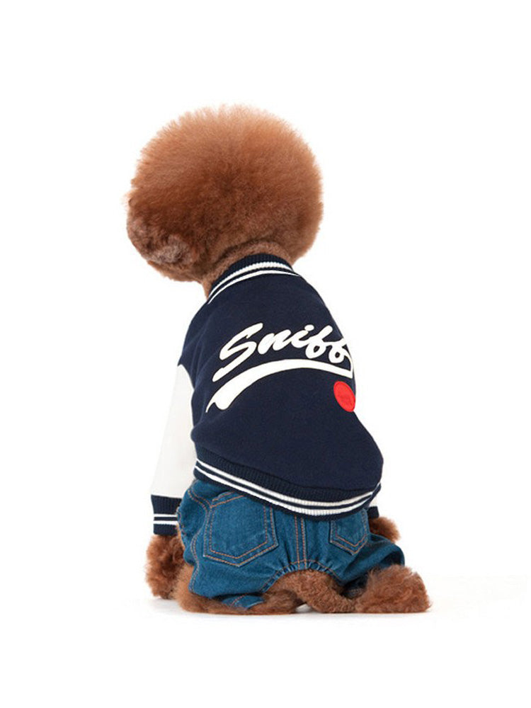 KFX-5740477 Dark Blue Pet Dog and Cat Sweater – Baseball Uniform Style in Various Sizes