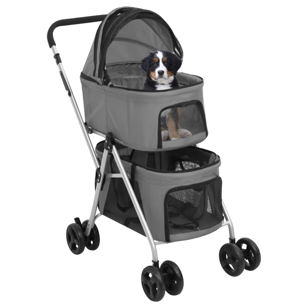 KFX-5740861 Foldable Dog Stroller for Two Pets with Sunshade - Lightweight and Portable Design