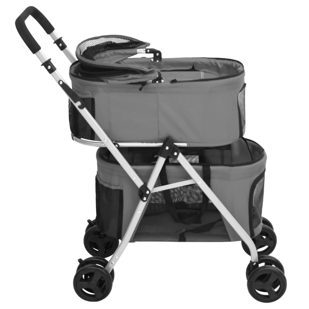 KFX-5740861 Foldable Dog Stroller for Two Pets with Sunshade - Lightweight and Portable Design