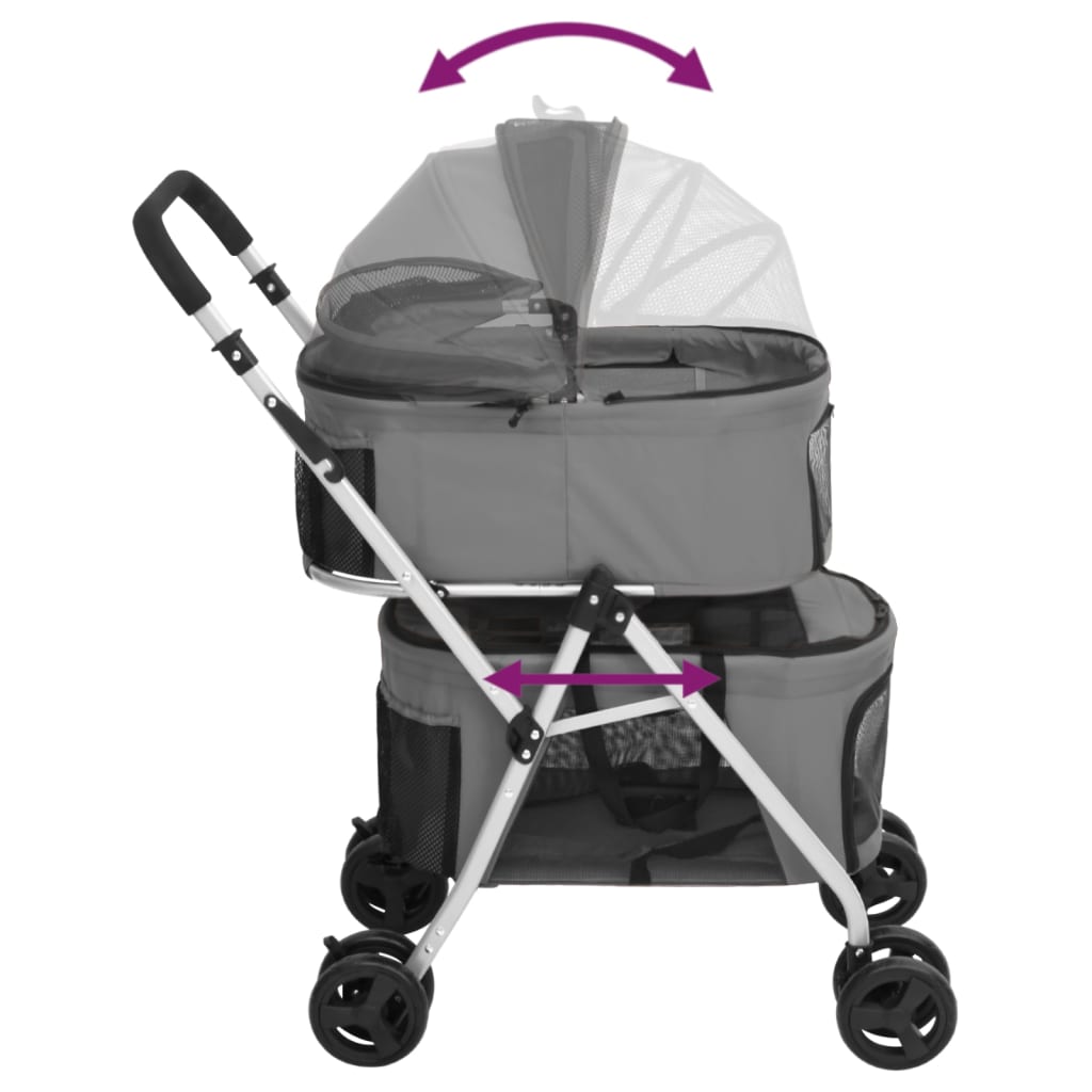 KFX-5740861 Foldable Dog Stroller for Two Pets with Sunshade - Lightweight and Portable Design