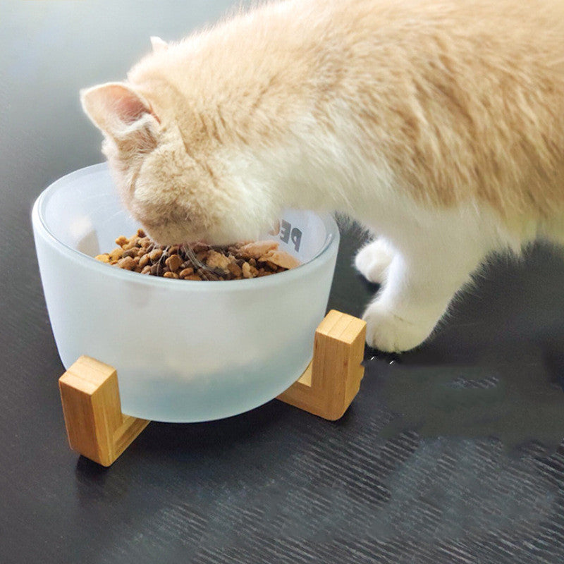 KFX-5741373 Oblique Glass Bowl for Cats and Dogs - High Borosilicate Glass, 164x98 mm, Anti-Tipping Design