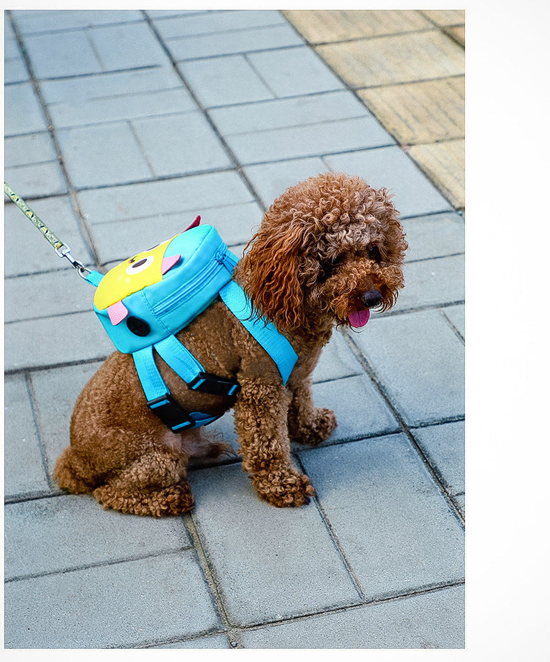 KFX-5744445 Cartoon Pattern Oxford Pet Backpack with Chest Strap - Available in Blue and Orange