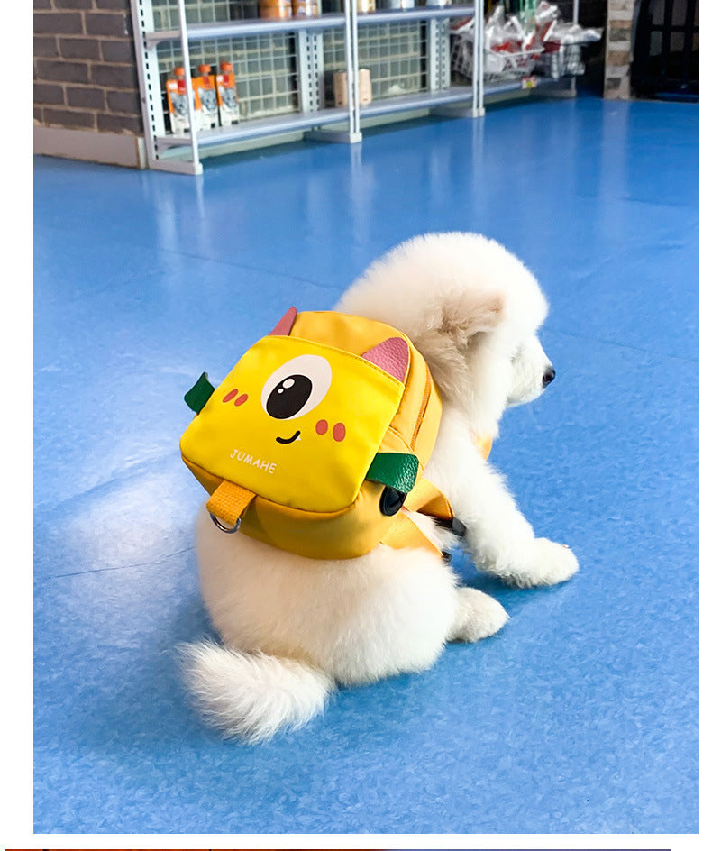 KFX-5744445 Cartoon Pattern Oxford Pet Backpack with Chest Strap - Available in Blue and Orange