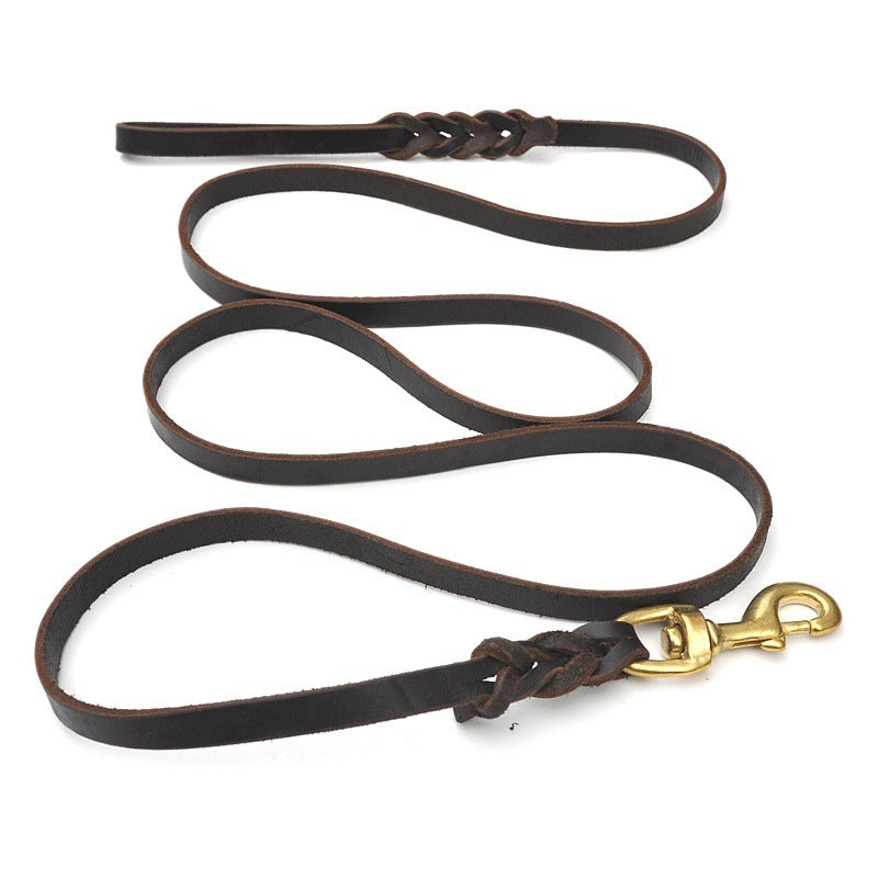 KFX-5744957 Leather Traction Rope for Large Dogs - Available in 1.5m, 2.0m, 2.5m, and 3.0m Lengths