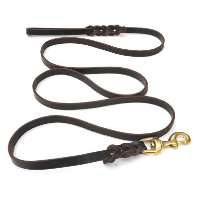KFX-5744957 Leather Traction Rope for Large Dogs - Available in 1.5m, 2.0m, 2.5m, and 3.0m Lengths