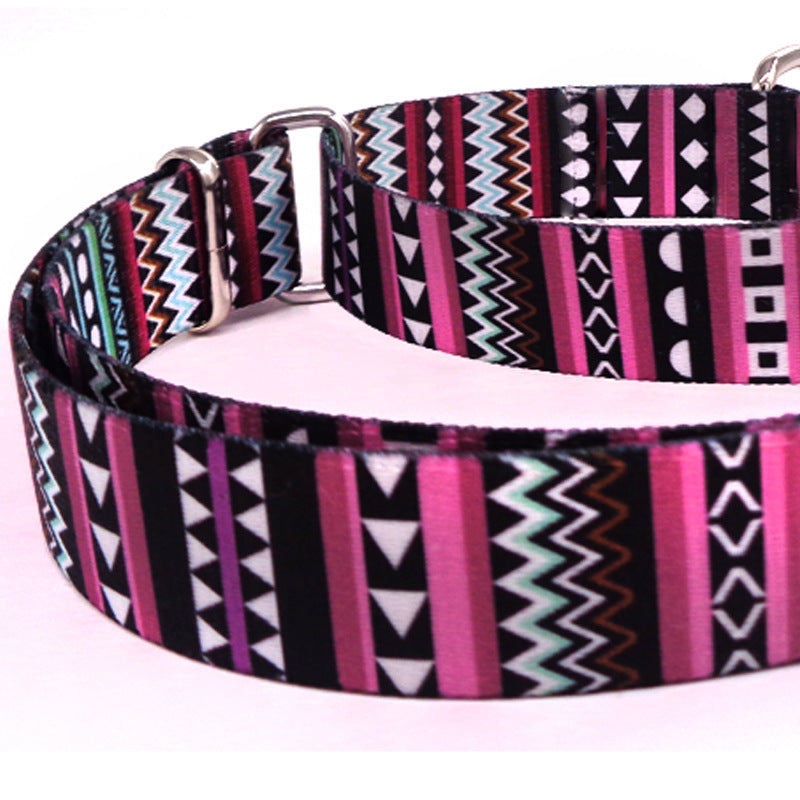 KFX-5747133 Color Stripe Digital Printing Pet Walking Collar in Purple Arrow Gradient, Casual Polyester Design, Various Sizes Available
