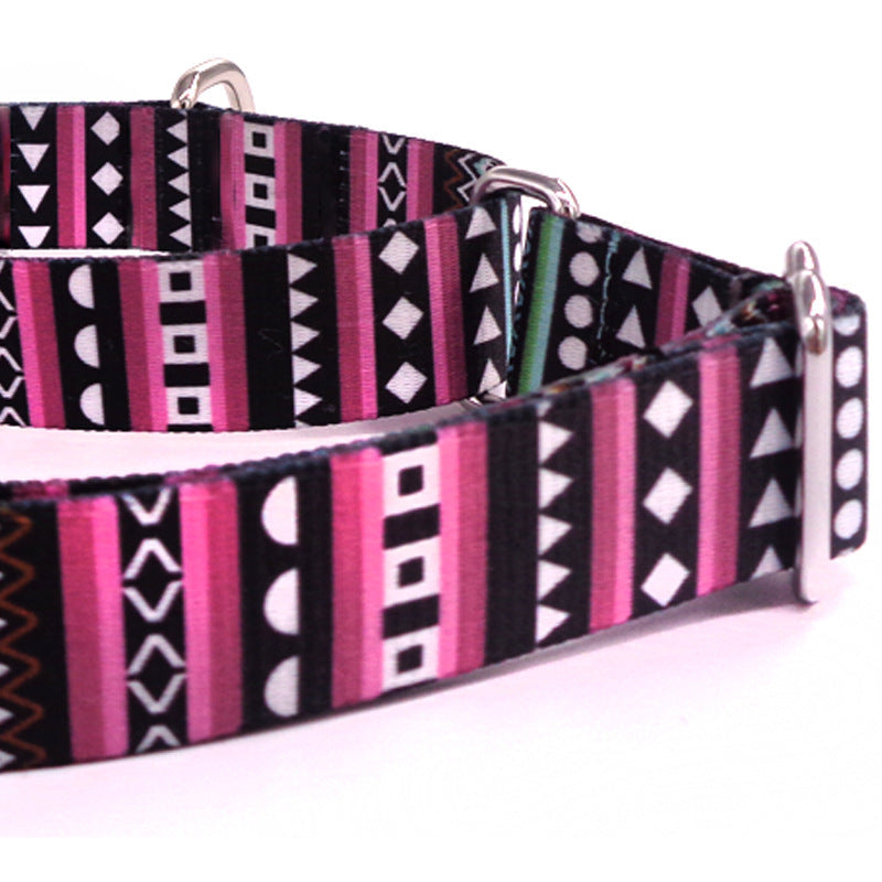 KFX-5747133 Color Stripe Digital Printing Pet Walking Collar in Purple Arrow Gradient, Casual Polyester Design, Various Sizes Available